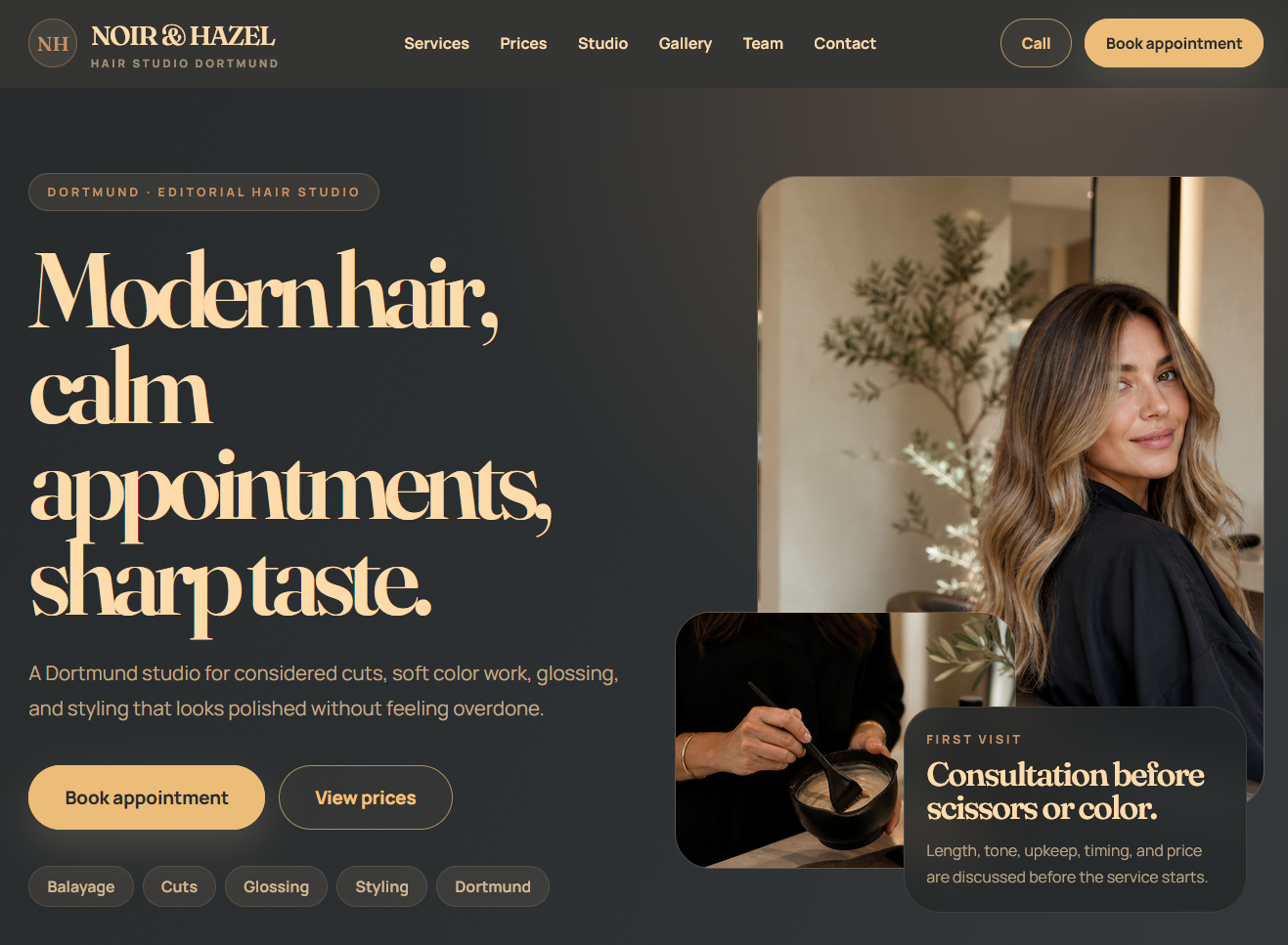 Salon website design sample for a local service business